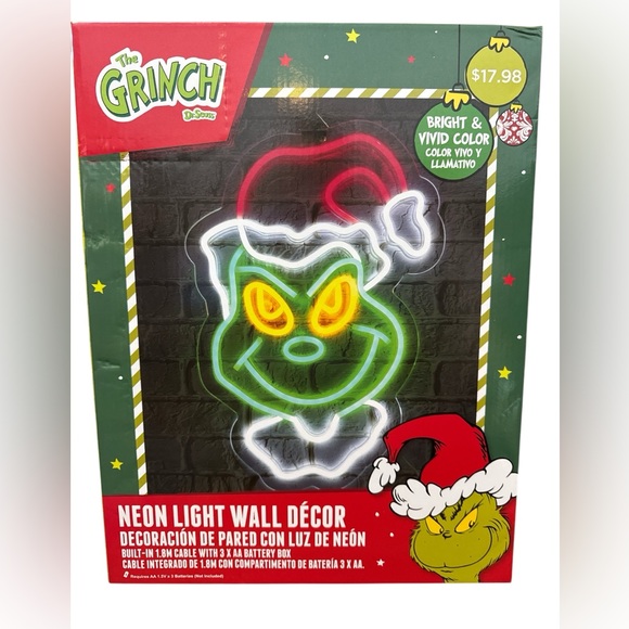 Dr. Seuss' How The Grinch Stole Christmas Neon Tube‎ Light up Hanging Wall Decor - Picture 1 of 5